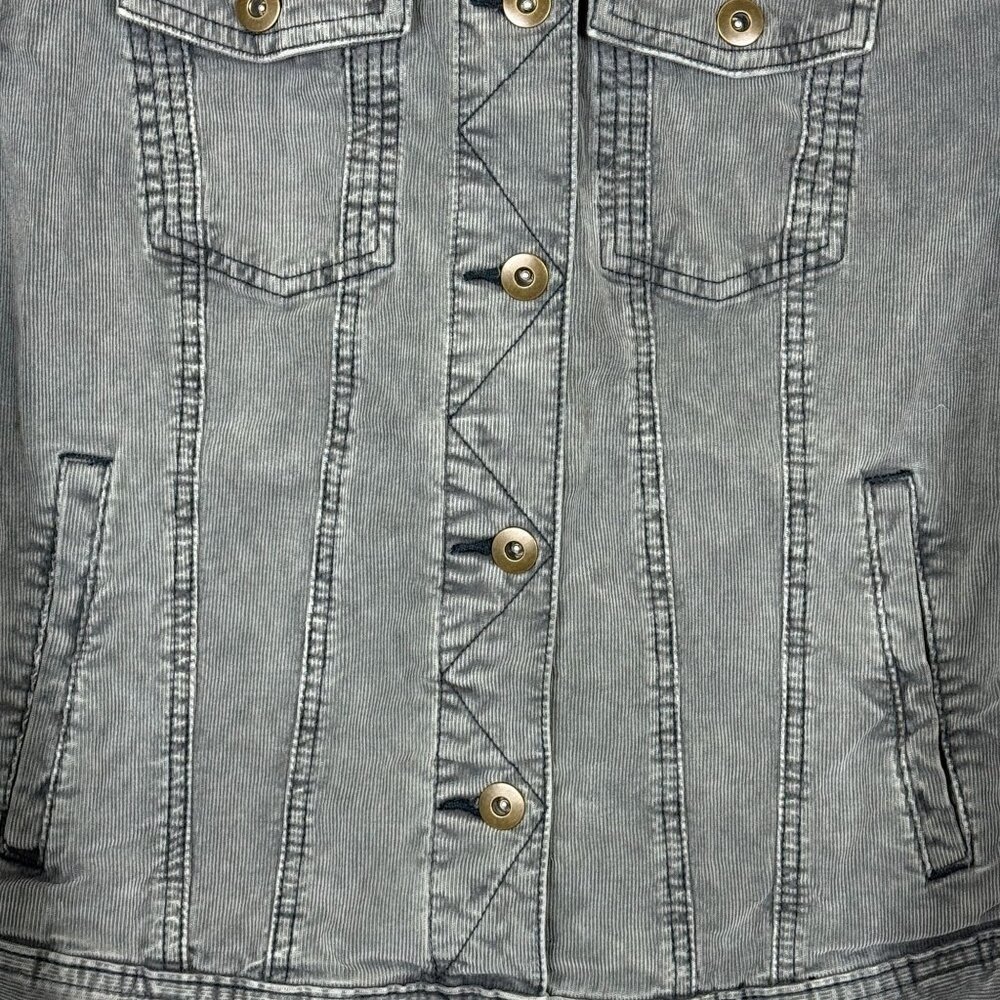 Prana Corduroy Jacket Womens Large Gray Trucker Stretch Casual Organic Cotton - Picture 3 of 10